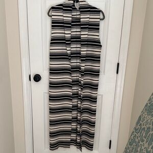 VICTOR GLEMAUD Striped Black and White Sleeveless long line cardigan
